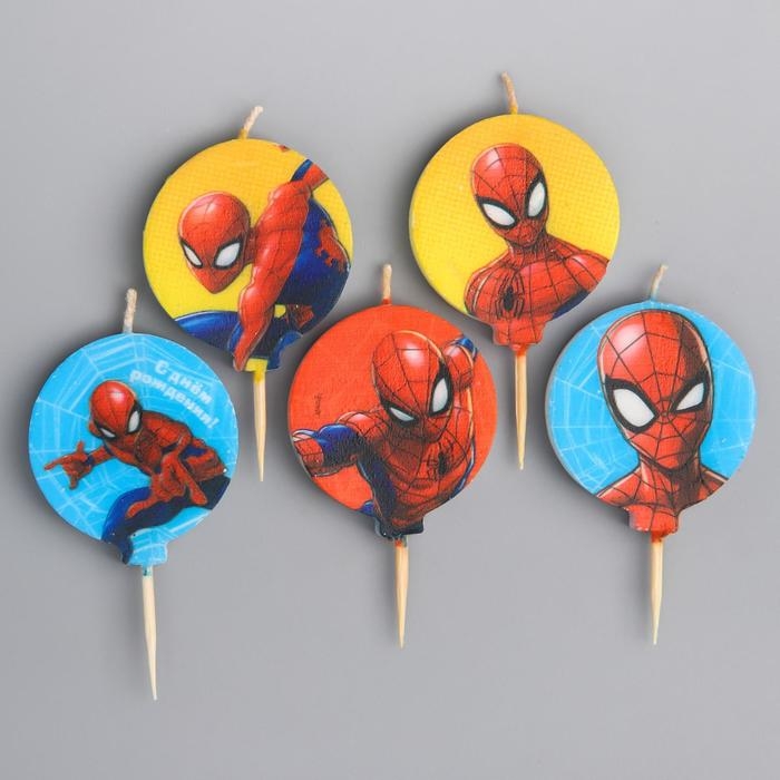 Свеча в торт набор, Человек-паук . 5 шт. Свеча в торт набор, Человек-паук . 5 шт.