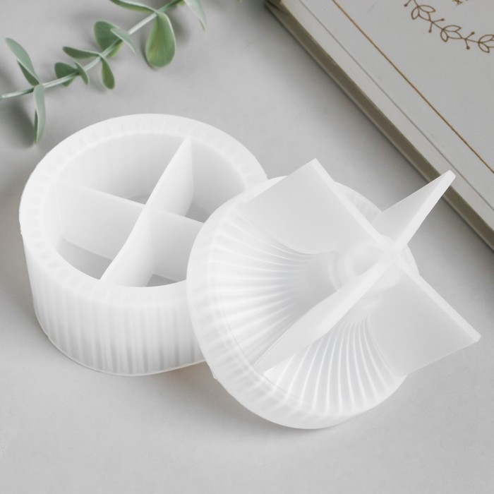 Молд силикон Молд силикон "Шкатулка круглая ребристая" с крышкой 6х6х8,3 см