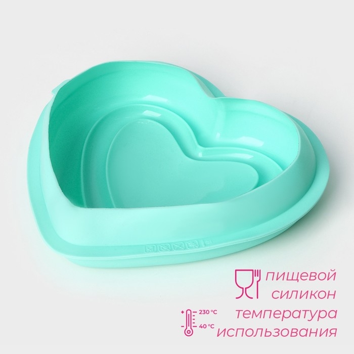 Форма для муссовых десертов и выпечки Доляна «Сердце», силикон, 22×20×7 см, цвет МИКС Форма для муссовых десертов и выпечки Доляна «Сердце», силикон, 22×20×7 см, цвет МИКС