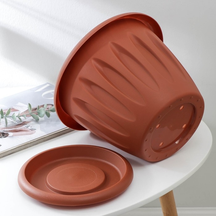 Горшок с поддоном «Фелиция», 6,4 л, цвет терракотовый Горшок с поддоном «Фелиция», 6,4 л, цвет терракотовый