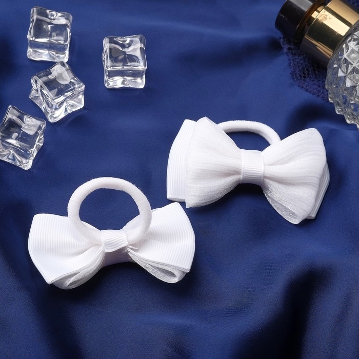 Резинка для волос Резинка для волос "Бантик" (набор 2 шт) классика, 8 см, белый