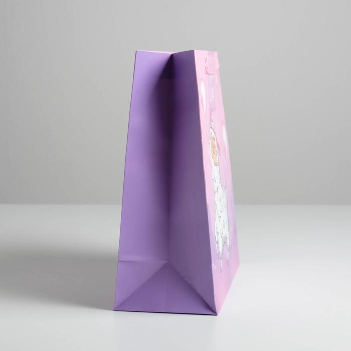 Пакет подарочный ламинированный квадратный, упаковка, &laquo;Cosmo Llama&raquo;, 30 х 30 х 12 см