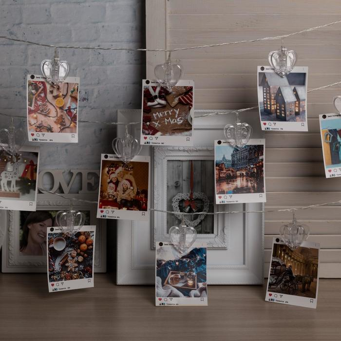 Гирлянда «Нить» 4.5 м с насадками «Прищепки-сердце», IP20, прозрачная нить, 20 LED, свечение красное, 220 В Гирлянда «Нить» 4.5 м с насадками «Прищепки-сердце», IP20, прозрачная нить, 20 LED, свечение красное, 220 В