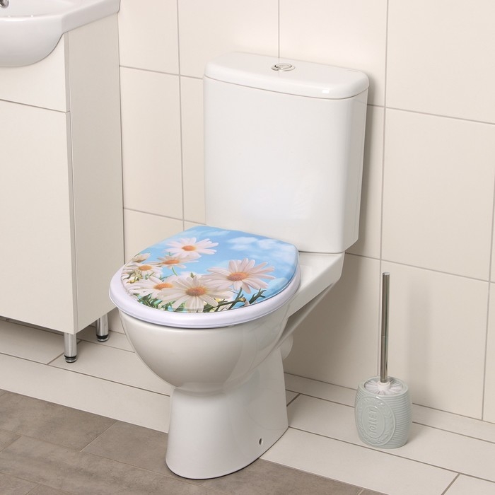 Сиденье для унитаза с крышкой Доляна «Ромашки», 42×36,5 см Сиденье для унитаза с крышкой Доляна «Ромашки», 42×36,5 см