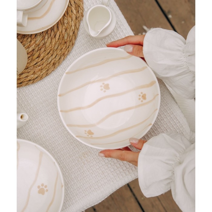 Набор салатников фарфоровых SL Home «Гатто», 1,1 л, d=18,5 см, цвет белый