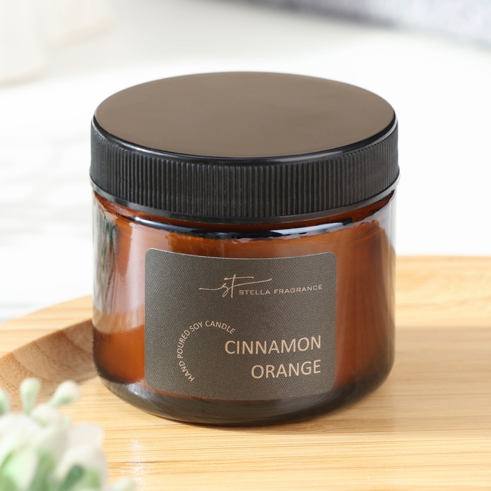 Свеча ароматическая в банке  Свеча ароматическая в банке "CINNAMON ORANGE", соевый воск, 50 г, апельсин и корица