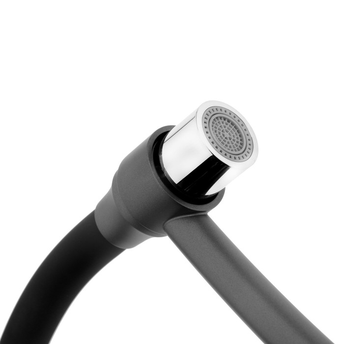 Cмеситель для кухни Accoona A4890TF-2, однорычажный, силиконовый излив, черный, графит Cмеситель для кухни Accoona A4890TF-2, однорычажный, силиконовый излив, черный, графит