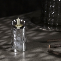 Светодиодная фигура «Серебристая свеча со снеговиком» 5 × 9 × 5 см, пластик, батарейки AG13х3 (в комплекте), свечение тёплое белое