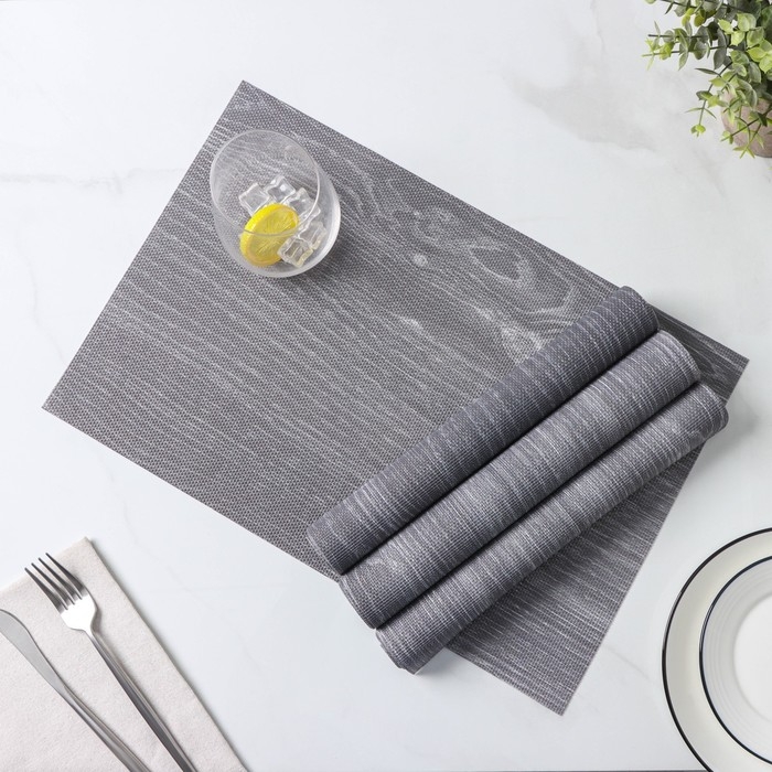 Салфетки сервировочные на стол Доляна «Дерево», 4 шт, 45×30 см, цвет серый