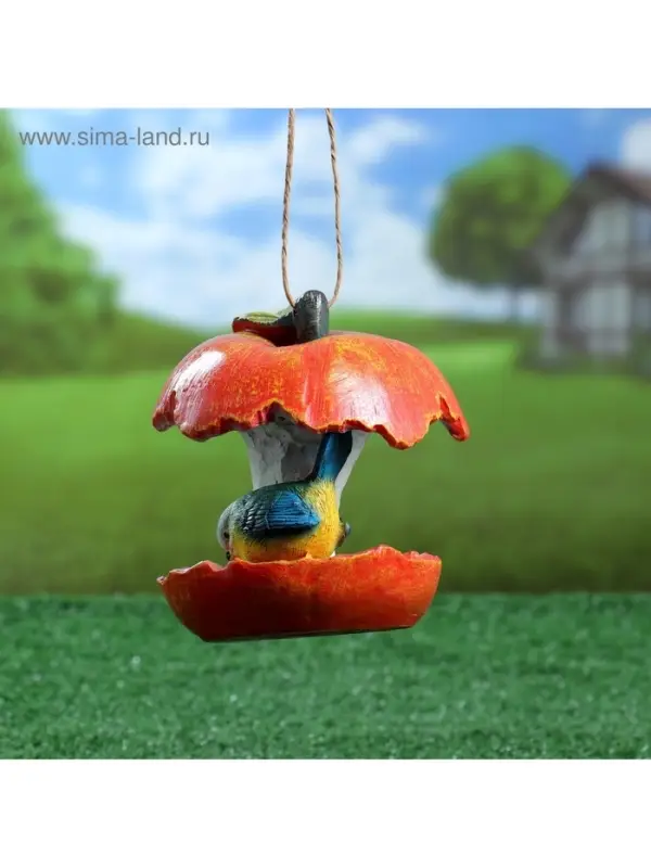Садовая фигура из полистоуна &laquo;Кормушка-яблоко&raquo;, 13&times;13&times;14 см