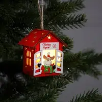 Ёлочная игрушка &laquo;Дом с оленем&raquo;, 8.7&times;4.6 см, 1 LED, от батареек, свечение тёплое белое