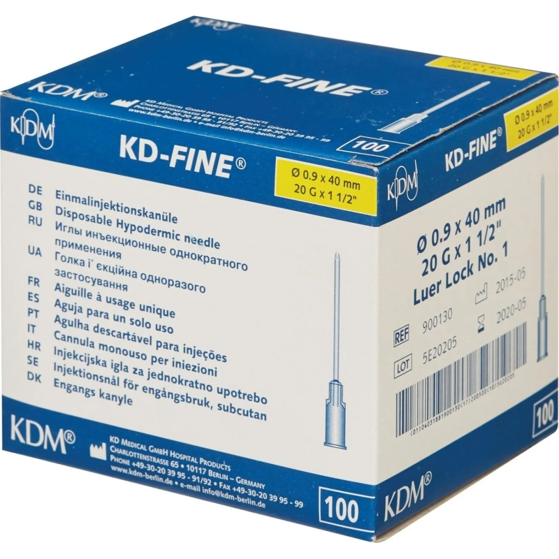 Игла инъекционная 20G (0,9х40 мм) KD-Fine 100шт./уп.