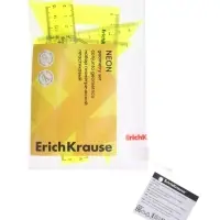 Набор геометрический малый ErichKrause. Neon (угольник, линейка 15 см, транспортир), жёлтый