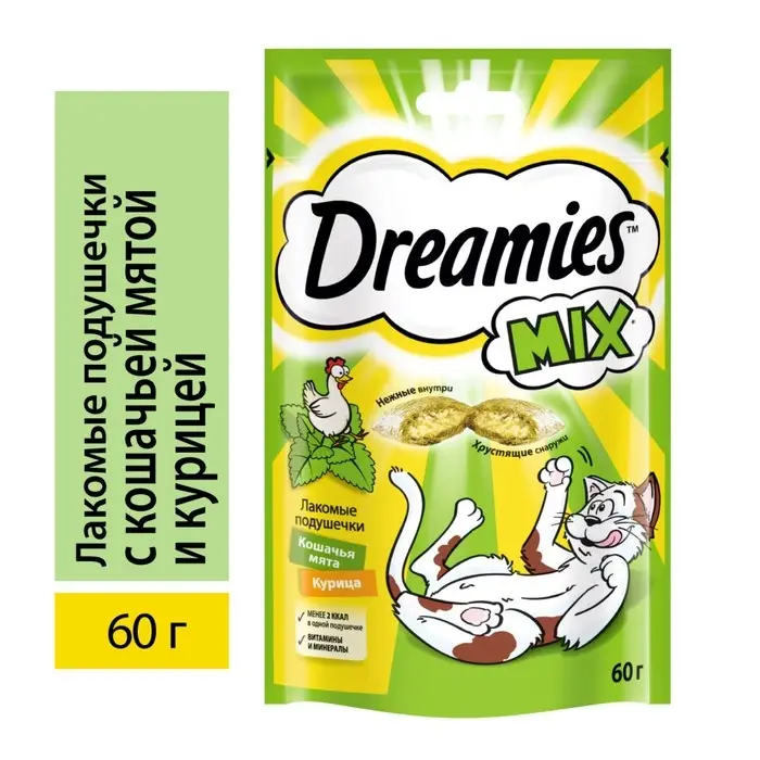 Лакомство Dreamies для кошек, курица и кошачья мята, 60 г Лакомство Dreamies для кошек, курица и кошачья мята, 60 г
