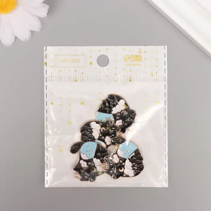 Декор для творчества металл, эмаль Декор для творчества металл, эмаль "Котик-гора" 2,8х2,8 см