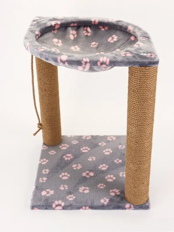 Когтеточка Зверьё Моё c гамаком, 40 х 40 х 50 см, джут, розовая пантера