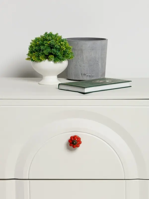 Ручка-кнопка PEONY Ceramics 001, керамическая, красная