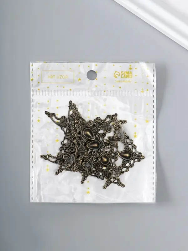 Уголок декоративный для шкатулки, фотоальбома &laquo;Узорный&raquo;, набор 10 шт., металл, 4&times;4 см