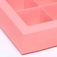 Коробка для 4 конфеты, розовый, 12.5&times;12.5&times;3.5 см