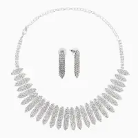 Набор 2 предмета: серьги, колье со стразами &laquo;Лёд. Лепестки&raquo;. d=13.5 см, белый в серебре