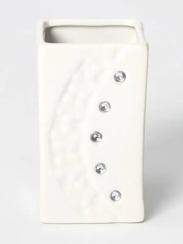 Аксессуары для ванной Доляна &laquo;Цветочный барельеф&raquo;, 4 предмета, дозатор 270 мл, мыльница, 2 стакана 210 мл, белые