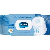 Бумага туалетная влажная AURA ULTRA COMFORT с крышкой 80шт/уп
