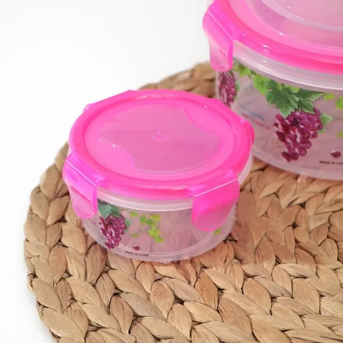 Набор контейнеров пластиковых «Виноград», 3 шт: d=8,5; 11; 14 см, цвет МИКС Набор контейнеров пластиковых «Виноград», 3 шт: d=8,5; 11; 14 см, цвет МИКС