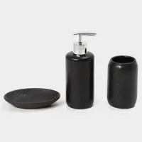 Набор аксессуаров для ванной комнаты Доляна &laquo;Венера&raquo;, 3 предмета, дозатор 350 мл, мыльница, стакан, чёрный
