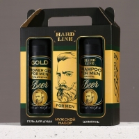 HARD LINE Набор Gold Beer, гель для душа и шампунь для волос, 2х400