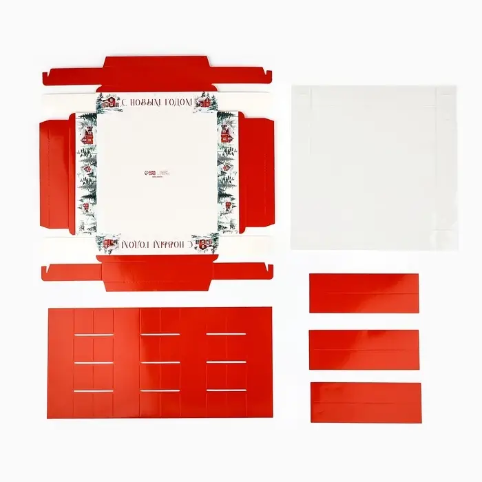 Коробка под 16 конфет новогодняя с ячейками &laquo;Снежные домики&raquo;, 19&times;19&times;3 см