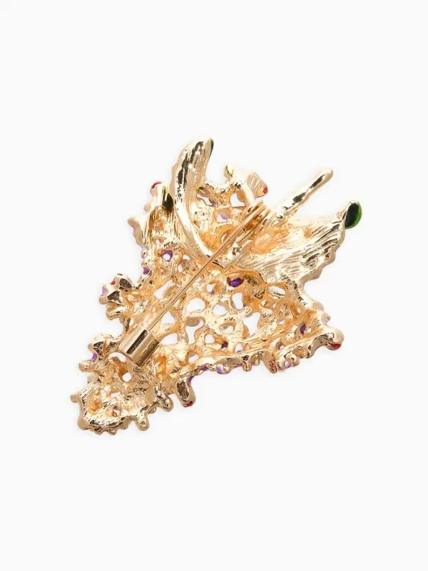 Брошь "Цветок Сирени", цвет фиолетово-зелёная в золоте