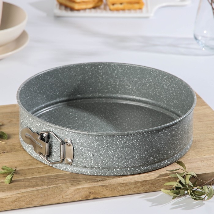 Набор форм для выпечки «Элин Мрамор. Круг», d=22/24/26 см, съёмное дно, антипригарное покрытие, цвет серый Набор форм для выпечки «Элин Мрамор. Круг», d=22/24/26 см, съёмное дно, антипригарное покрытие, цвет серый