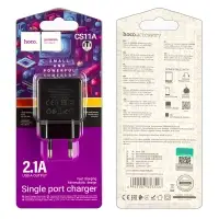 Переходник CS11A СЗУ на USB 2.1A HOCO черный