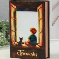Шкатулка - книга световая &laquo;Малыш и кот наблюдают за салютом&raquo;, 28&times;19&times;6 см