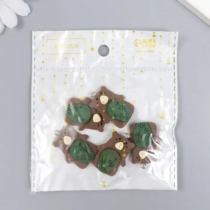 Декор для творчества пластик Декор для творчества пластик "Бурый мишка с петелькой" 0,8х2,3х2,8 см