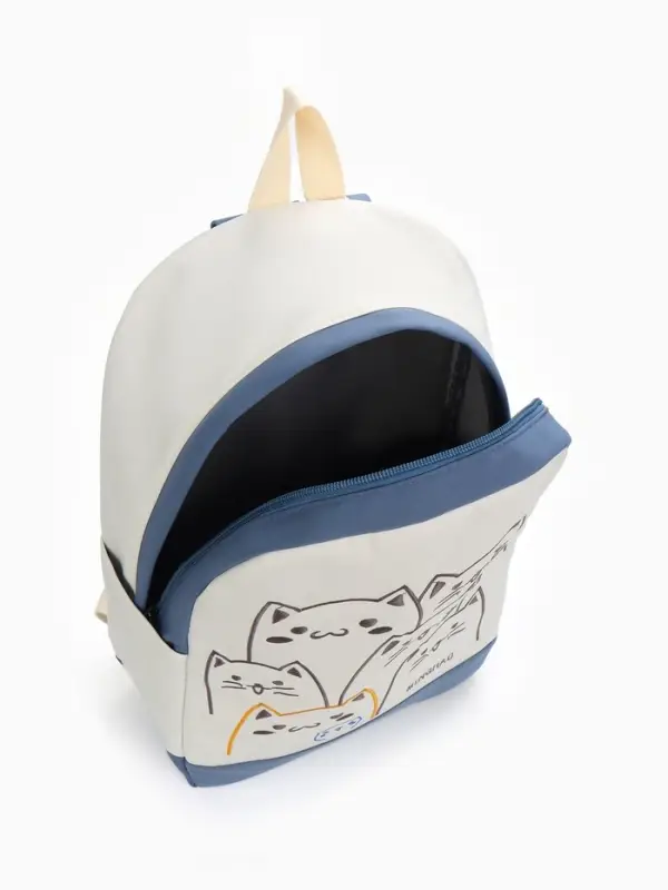 Рюкзак школьный на молнии, с карманами, с рисунком, размер 30&times;14&times;43 см, синий