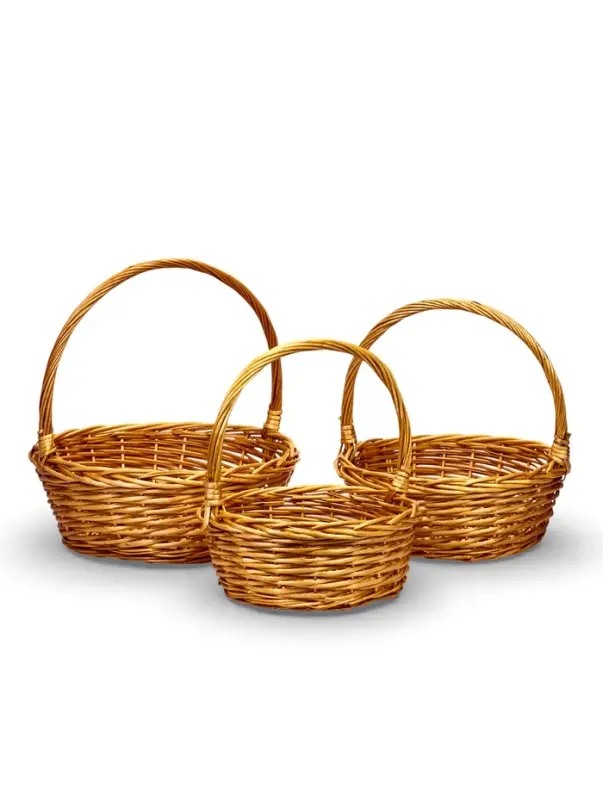 Набор корзин 3 шт 44х44х16, 37х37х14, 31х31х12 см руска 17/15/13см  лоза натур