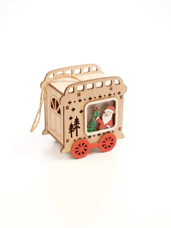 Ёлочная игрушка &laquo;Вагончик&raquo; 7.5&times;7 см, подвеска, от батареек AG10&times;3, свечение тёплое белое