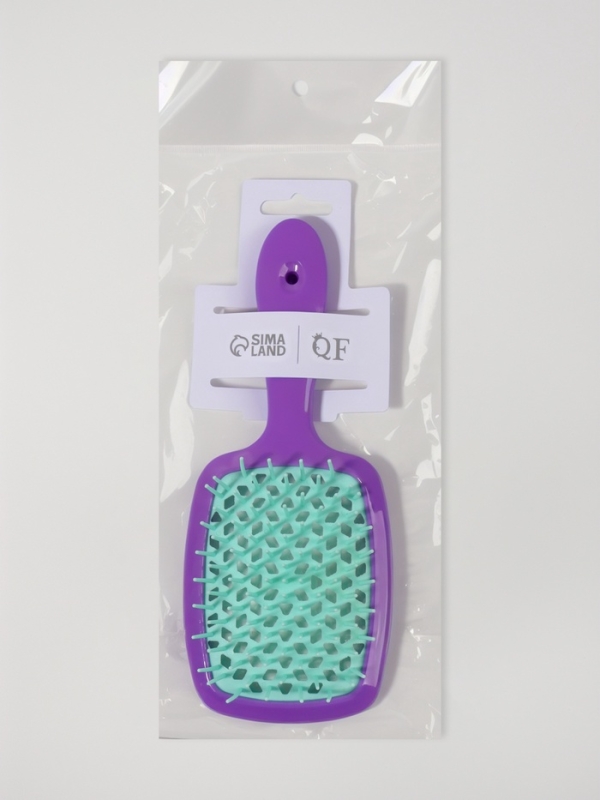 Расчёска массажная, широкая, вентилируемая, 8,5 × 20,5 см, PVC коробка, цвет сиреневый/бирюзовый Расчёска массажная, широкая, вентилируемая, 8,5 × 20,5 см, PVC коробка, цвет сиреневый/бирюзовый