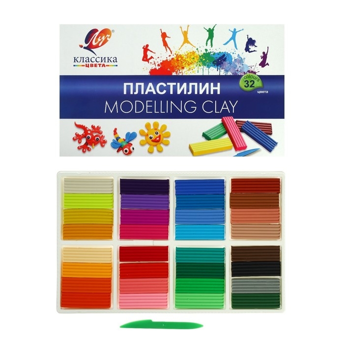 Пластилин 32 цвета Луч  Пластилин 32 цвета Луч "Классика", 640 г