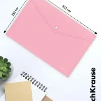 Папка-конверт на кнопке А4, 180 мкм, ErichKrause Diagonal Pastel, непрозрачный, тиснение, микс