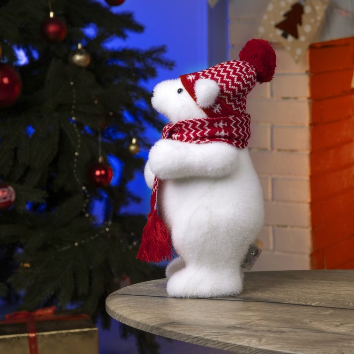 Светодиодная фигура «Мишка в шапке» 18 × 30 × 17 см, флок, батарейки ААх2 (не в комплекте), свечение тёплое белое Светодиодная фигура «Мишка в шапке» 18 × 30 × 17 см, флок, батарейки ААх2 (не в комплекте), свечение тёплое белое