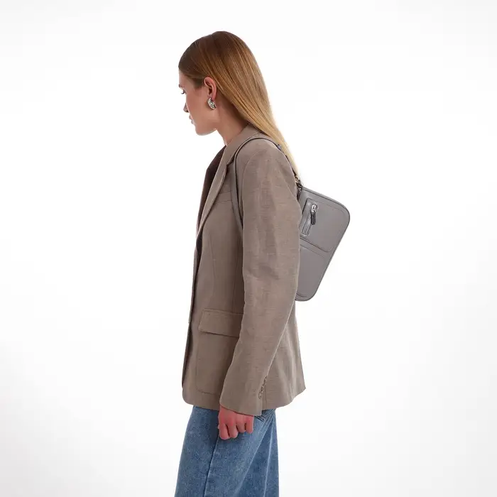 Сумка женская багет TEXTURA на молнии, 21×6×13 см, серая Сумка женская багет TEXTURA на молнии, 21×6×13 см, серая