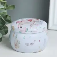Шкатулка для хранения мелочей, украшений &laquo;Круг. Единорог с крыльями&raquo;, металл, 5&times;7.5&times;7.5 см