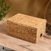 Корзинка прямоугольная с крышкой, 40×25×18 см, водный гиацинт Корзинка прямоугольная с крышкой, 40×25×18 см, водный гиацинт