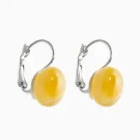 Серьги пластик "Таблетка" кошачий глаз, цвет бежевый в серебре