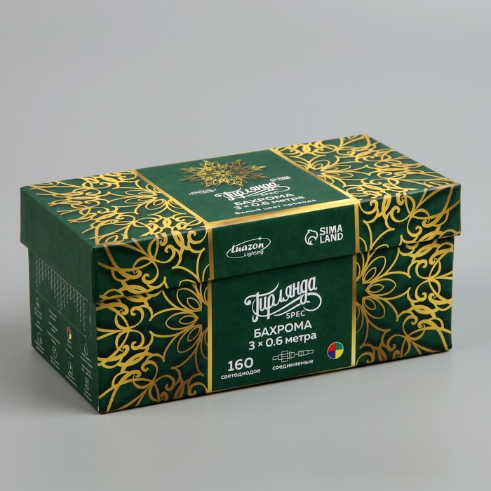 Гирлянда «Бахрома» 3 × 0.6 м, IP44, УМС, белая нить, 160 LED, свечение мульти, 220 В Гирлянда «Бахрома» 3 × 0.6 м, IP44, УМС, белая нить, 160 LED, свечение мульти, 220 В