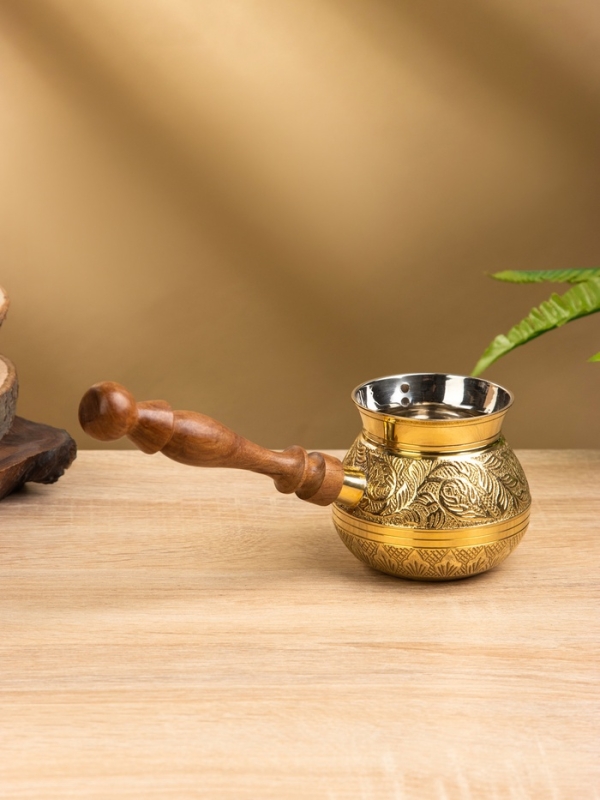 Турка Турка "Золотые узоры" латунь, с деревянной ручкой