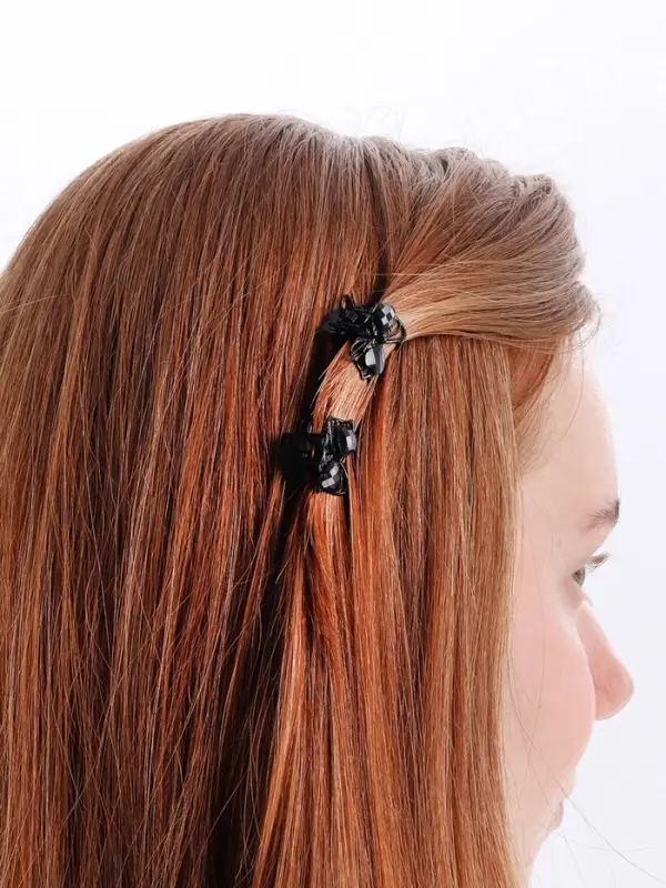 Крабик для волос &laquo;Чёрные кружева&raquo;, два сердца, 2.3 см, чёрный