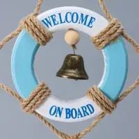 Сувенир интерьерный дерево "Спасательный круг с колоколом и рыбками" 2х10,8х35 см